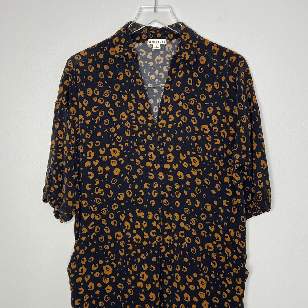 Whistles Lola Cheetah Print Shirt Dress Small Black Brown Animal Print Neutral - Picture 6 of 15